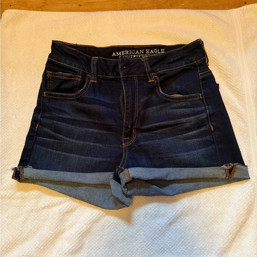American Eagle Outfitters High Rise Shortie Blue Jean Shorts